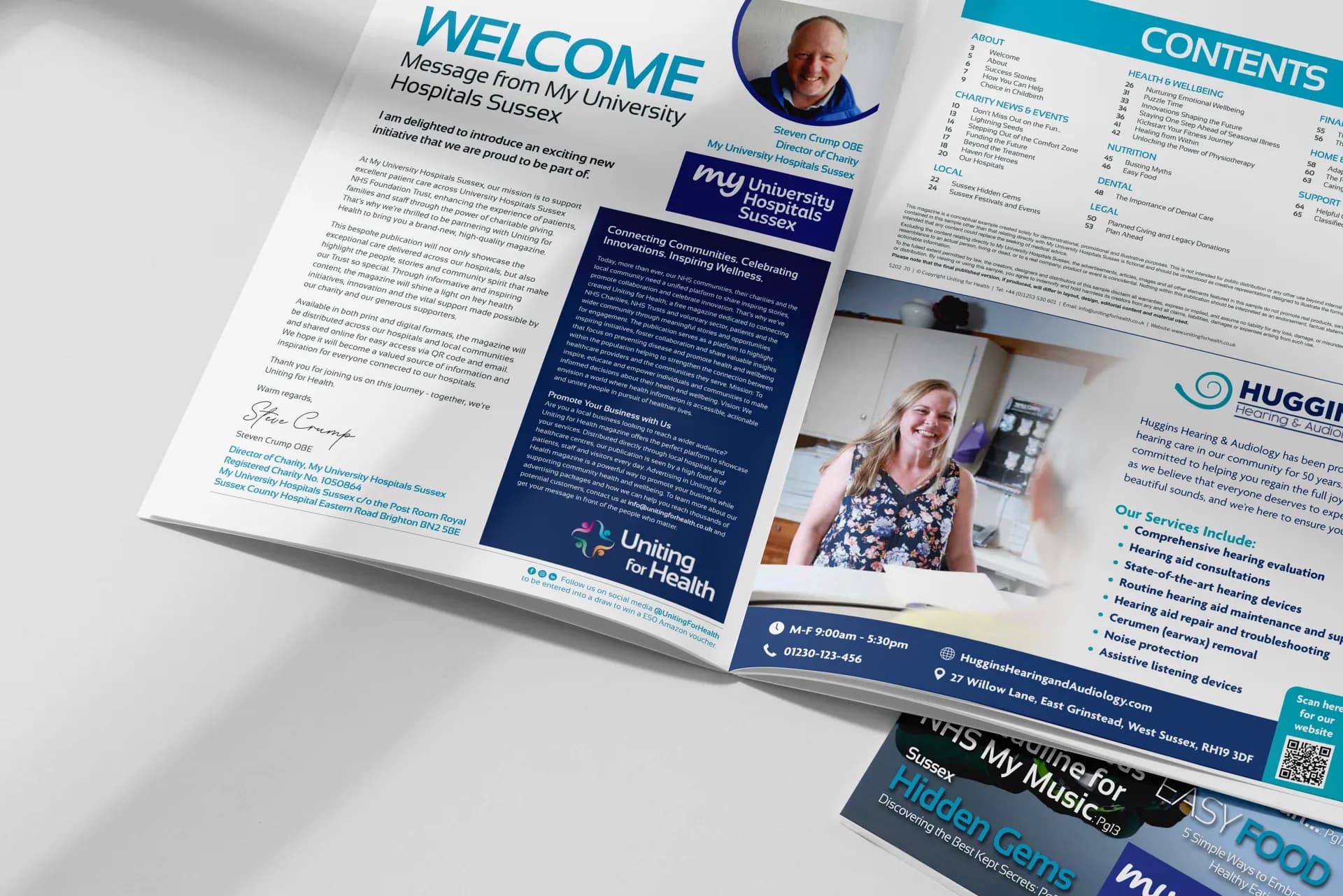 An open copy of the Uniting For Health magazine